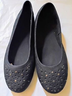 Women's Black Studded Ballet Flats